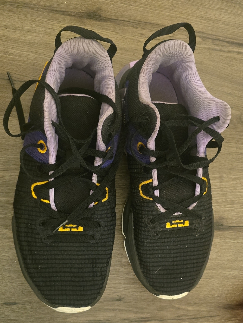 Nike LEBRON Black Sneakers with Purple and Yellow Accents